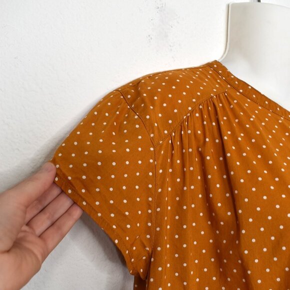 Old Navy Polka Dot Blouse Sz M Button Down Modal Blend Retro 50s Cottagecore - Picture 6 of 15